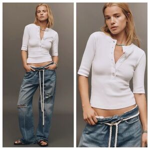 Citizens of Humanity Nali Short Sleeve Henley in White